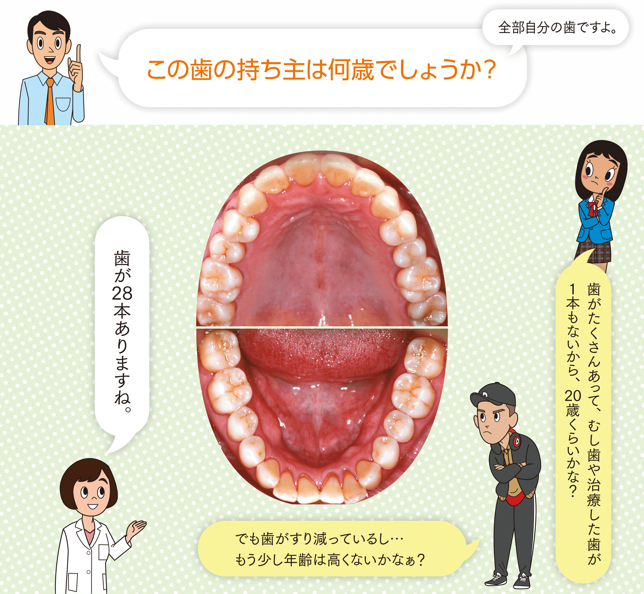 Part1 歯からみた年齢当てクイズ｜自分の歯で一生おいしく食べるために ～10代からはじめる8020～ 8020推進財団